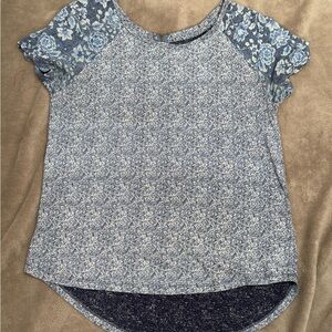 Lucky Brand Blue Floral Short Sleeve Top